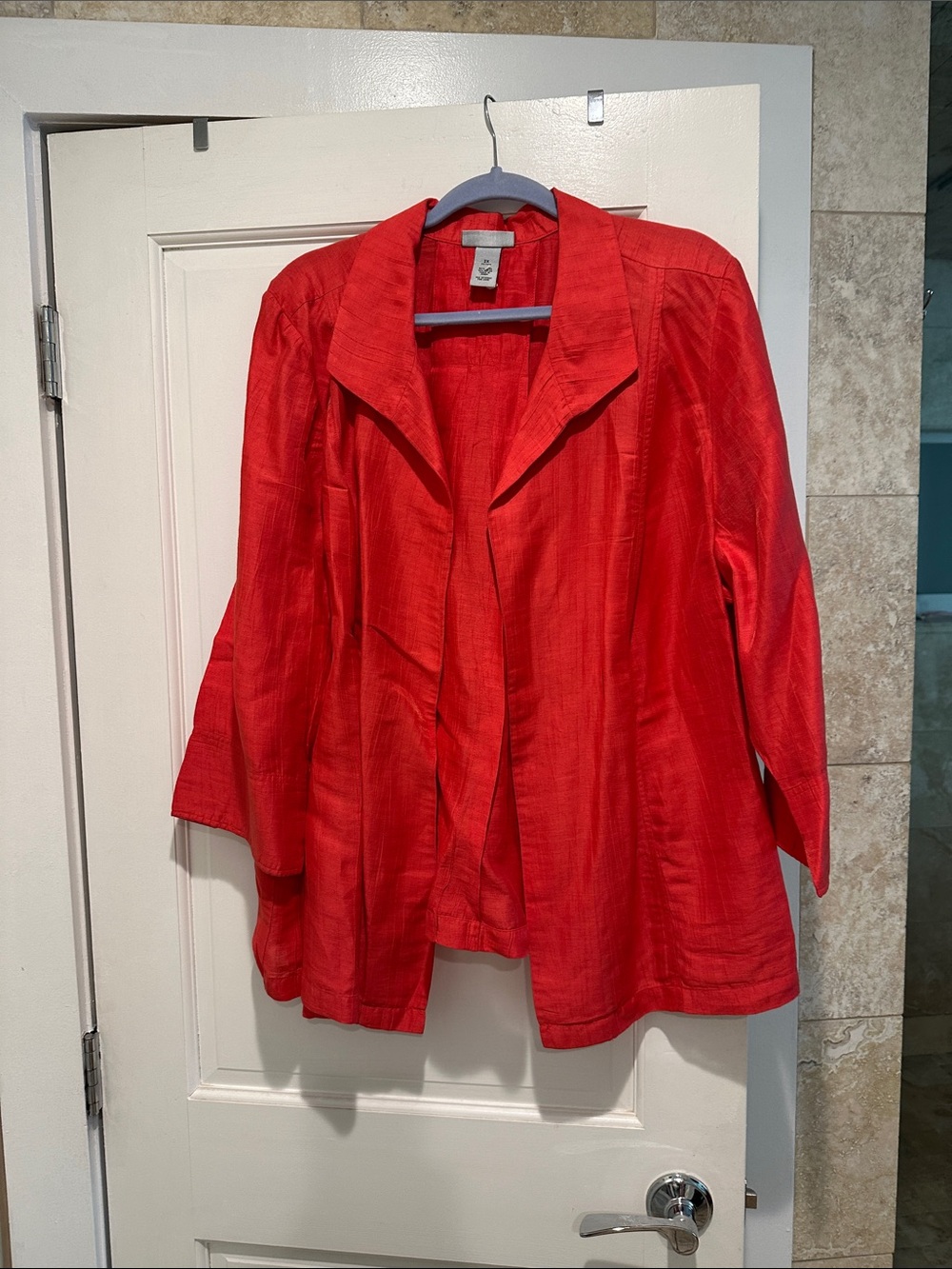 Red Women's Open Front Jacket - maggie Barnes